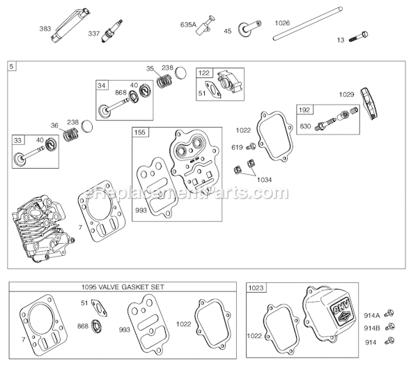 Page B Diagram and Parts List for 12D200SERIES 0113, 0355 Briggs and Stratton Engine